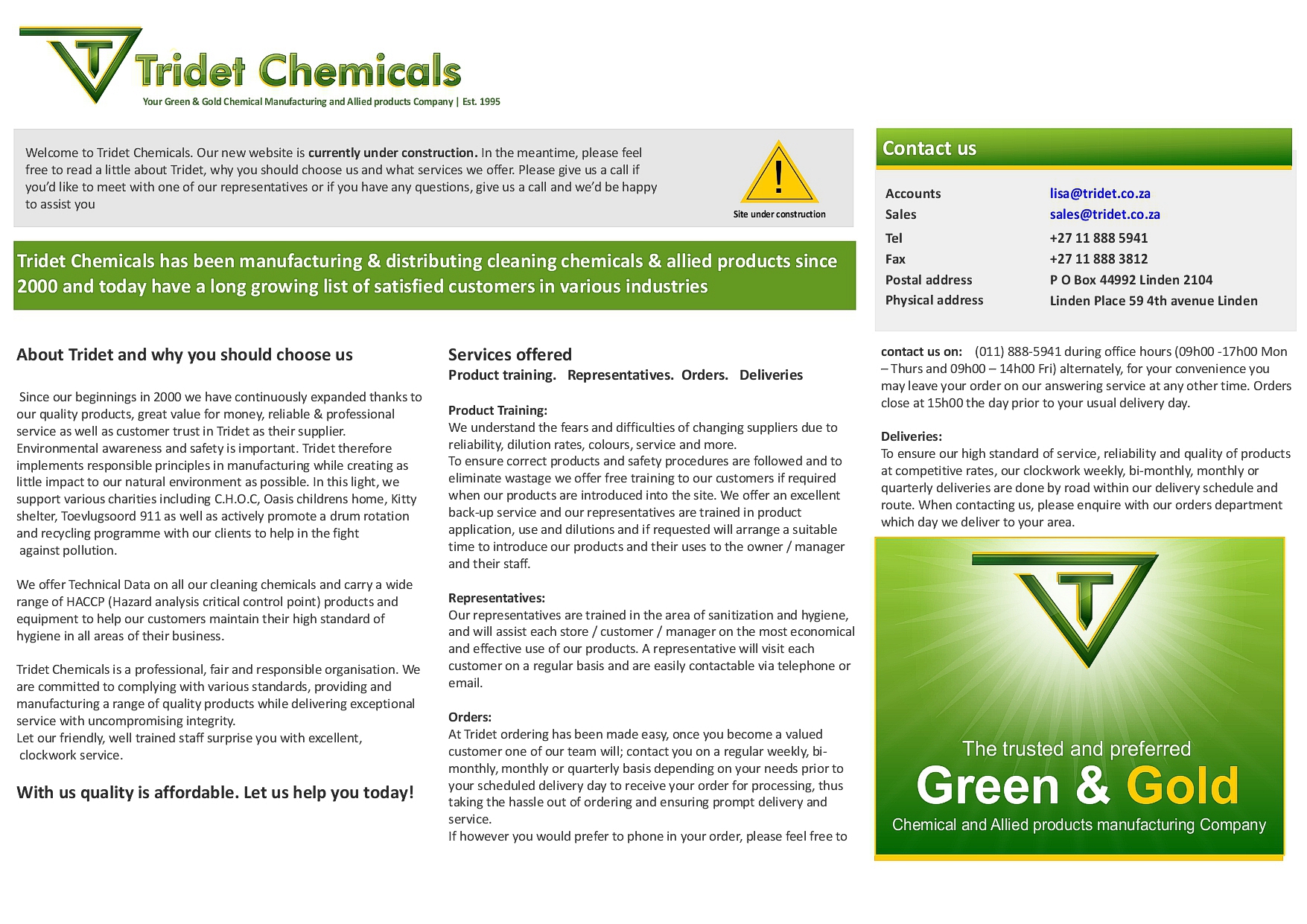 Welcome to Tridet Chemicals